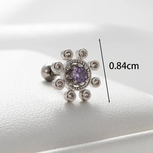 1 Piece Simple Series Classic Flower Titanium Steel Silver Color Zircon Women's Stud Earrings h5 